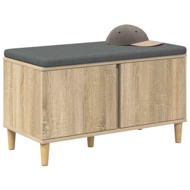 vidaXL Παγκάκι Χαλωρίου με μαξιλάρι Δρύς Sonoma 80x38x46 εκ 1 τεμ.
