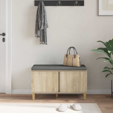 vidaXL Παγκάκι Χαλωρίου με μαξιλάρι Δρύς Sonoma 80x38x46 εκ 1 τεμ.