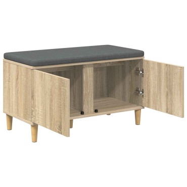 vidaXL Παγκάκι Χαλωρίου με μαξιλάρι Δρύς Sonoma 80x38x46 εκ 1 τεμ.
