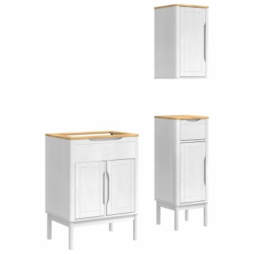 vidaXL Σετ Επίπλων Μπάνιου FLORO 3 τεμ. Λευκό 60x40x80 εκ