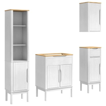 vidaXL Σετ Επίπλων Μπάνιου FLORO 4 τεμ. Λευκό 35x30x160 εκ