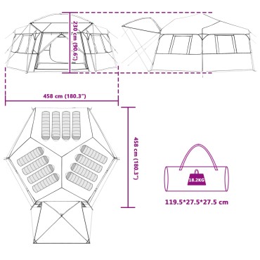 vidaXL Άμεση Σκηνή με Πτυσσόμενο Κάλυμμα 12-Ατόμων Γρήγορης Απελευθέρωσης