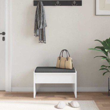 vidaXL Παγκάκι Χαλωρίου με μαξιλάρι Λευκό 63x38x40 εκ 1 τεμ.