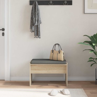 vidaXL Παγκάκι Χαλωρίου με μαξιλάρι Δρύς Sonoma 63x38x40 εκ 1 τεμ.
