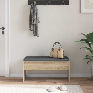 vidaXL Παγκάκι Χαλωρίου με μαξιλάρι Δρύς Sonoma 83x38x40 εκ 1 τεμ.