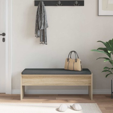 vidaXL Παγκάκι Χαλωρίου με μαξιλάρι Δρύς Sonoma 103x38x40 εκ 1 τεμ.
