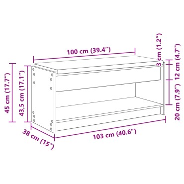 vidaXL Παγκάκι Χαλωρίου Καπνιστή Δρυς 103x38x45 εκ 1 τεμ.
