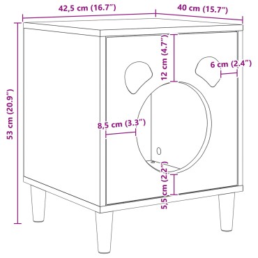 vidaXL Σπίτι Γάτας Μαύρο 42,5 x 40 x 53 εκ Επεξεργασμένο Ξύλο