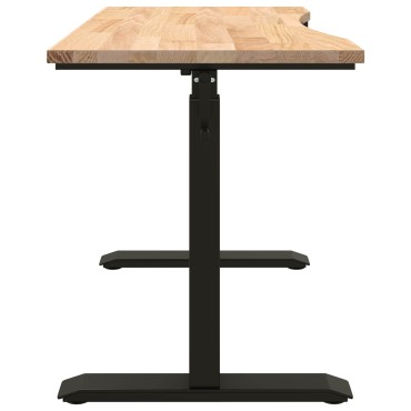 vidaXL Γραφείο Μαύρο και φυσικό 120x60cm Στερεό Ξύλο Δρυός 1 τεμ.