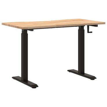 vidaXL Γραφείο Μαύρο και φυσικό 120x60cm Στερεό Ξύλο Δρυός 1 τεμ.