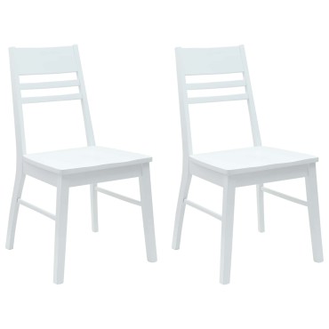 vidaXL Καρέκλες φαγητού 2 τεμ. Στερεό Ξύλο Ραβέντι Λευκό 43x54x89cm