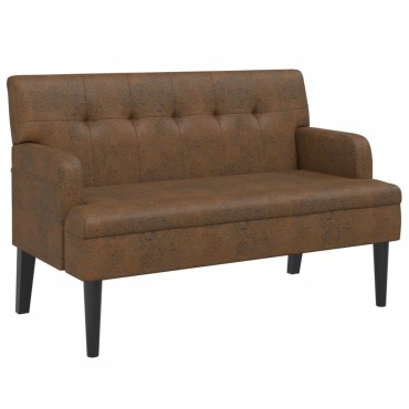 vidaXL Παγκάκι με Πλάτη Καφέ 112x65,5x75cm από Συνθετικό Καστόρι