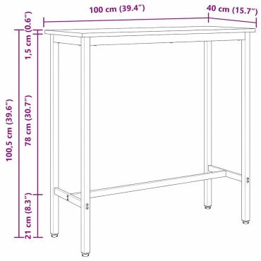 vidaXL τραπέζι Καπνιστό Δρύς 100x40x100,5 εκ