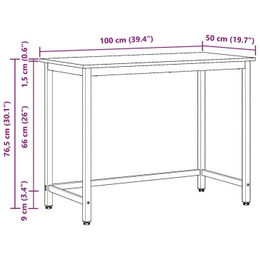 vidaXL τραπέζι Γκρίζο Σονομα 80x50x76,5 εκ 1 τεμ.