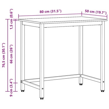 vidaXL τραπέζι Δρύς Sonoma 100x50x76,5cm 1 τεμ.