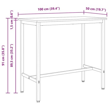 vidaXL τραπέζι Λευκό 100x50x91cm Μηχανισμένο ξύλο και ατσάλι