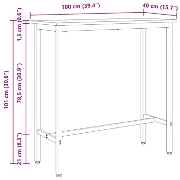 vidaXL τραπέζι Φυσικό 100x40x101cm Μηχανισμένο ξύλο και ατσάλι