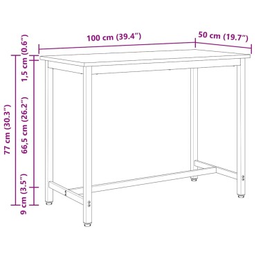 vidaXL τραπέζι Φυσικό 100x50x77cm Μηχανισμένο ξύλο και ατσάλι