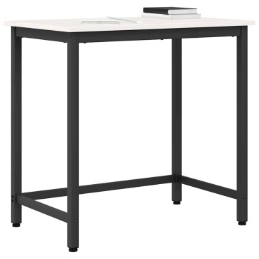 vidaXL τραπέζι Λευκό 80x50x77cm Μηχανισμένο ξύλο και ατσάλι 1 τεμ.