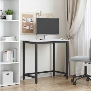 vidaXL τραπέζι Λευκό 80x50x77cm Μηχανισμένο ξύλο και ατσάλι 1 τεμ.