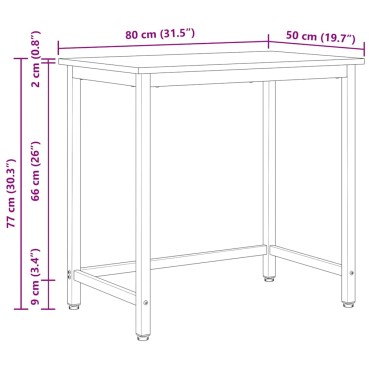 vidaXL τραπέζι Λευκό 80x50x77cm Μηχανισμένο ξύλο και ατσάλι 1 τεμ.
