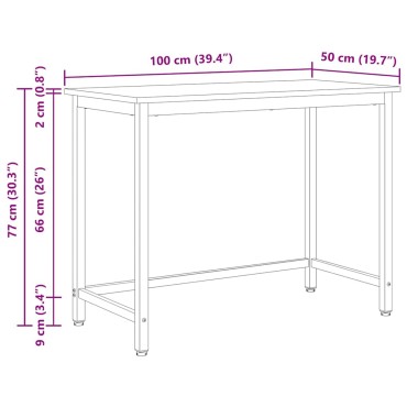 vidaXL τραπέζι Φυσικό 100x50x77cm Μηχανισμένο ξύλο και ατσάλι 1 τεμ.