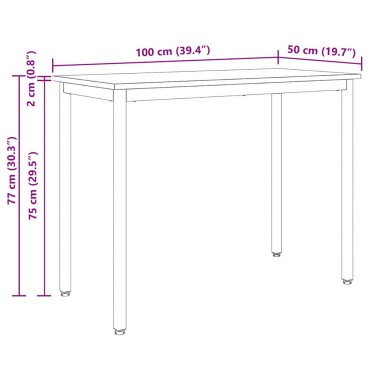 vidaXL τραπέζι Φυσικό 100x50x77cm Μηχανισμένο ξύλο και ατσάλι