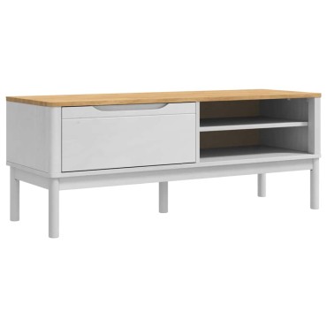 vidaXL Πάγκος Χωλ FLORO Λευκό 115x40x45cm Στερεό ξύλο πεύκου 1 τεμ.