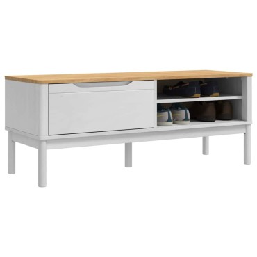 vidaXL Πάγκος Χωλ FLORO Λευκό 115x40x45cm Στερεό ξύλο πεύκου 1 τεμ.
