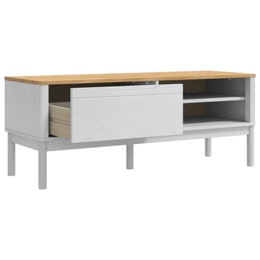 vidaXL Πάγκος Χωλ FLORO Λευκό 115x40x45cm Στερεό ξύλο πεύκου 1 τεμ.