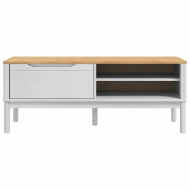 vidaXL Πάγκος Χωλ FLORO Λευκό 115x40x45cm Στερεό ξύλο πεύκου 1 τεμ.