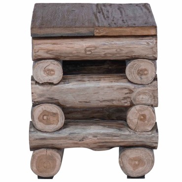vidaXL Σκαμνί Φυσικό 30x30x38cm Στερεό Ξύλο Τίκ