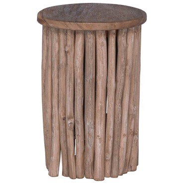 vidaXL Σκαμνί Φυσικό 30x30x45cm Στερεό Ξύλο Τίκ
