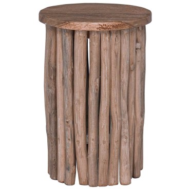 vidaXL Σκαμνί Φυσικό 30x30x45cm Στερεό Ξύλο Τίκ