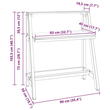 vidaXL Γραφείο Καφέ 90x50x103cm Στερεό Ανακτηθέν Ξύλο 1 τεμ.