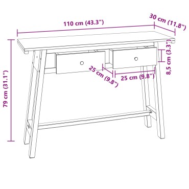 vidaXL Γραφείο με συρτάρι Καφέ 110x30x79cm Στερεό ξύλο Μαόνι
