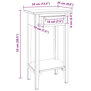 vidaXL Βάση φυτών με συρτάρι Καφέ 34 x 25 x 52 εκ. Ξύλο Μαόνι