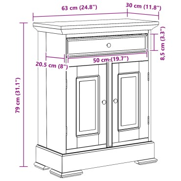 vidaXL Ντουλάπι αποθήκευσης 63x30x79cm Στερεό ξύλο Μαόνι