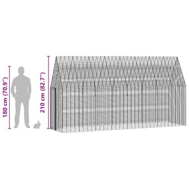 vidaXL Κλουβί Κουνελιού Ασημί 400 x 100 x 210 εκ.