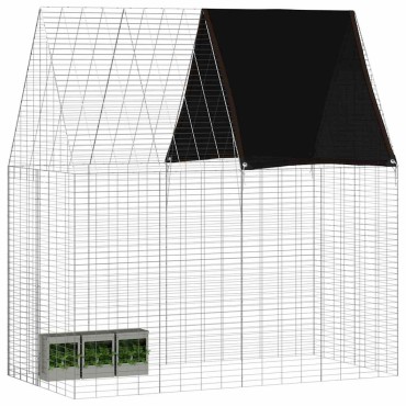 vidaXL Κλουβί Κουνελιού Ασημί 200 x 100 x 210 εκ.