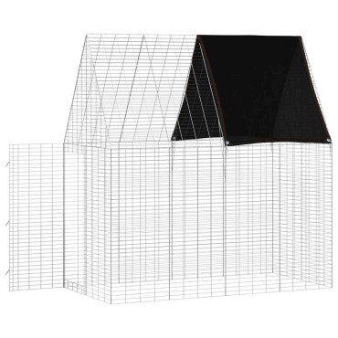 vidaXL Κλουβί Κουνελιού Ασημί 200 x 100 x 210 εκ.
