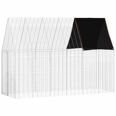 vidaXL Κλουβί Κουνελιού Ασημί 300 x 100 x 210 εκ.