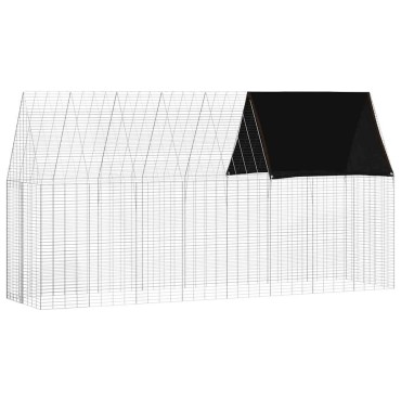 vidaXL Κλουβί Κουνελιού Ασημί 400 x 100 x 210 εκ.