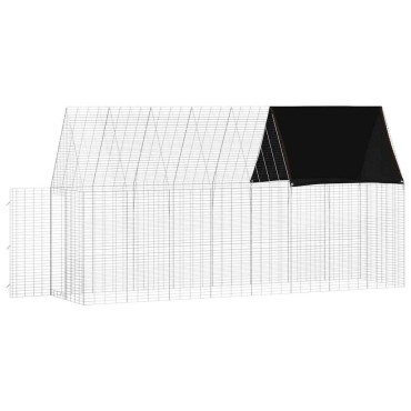 vidaXL Κλουβί Κουνελιού Ασημί 400 x 100 x 210 εκ.