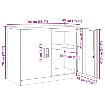 vidaXL Ντουλάπι αποθήκευσης Λευκός 90x40x70cm Ατσάλι 1 τεμ.