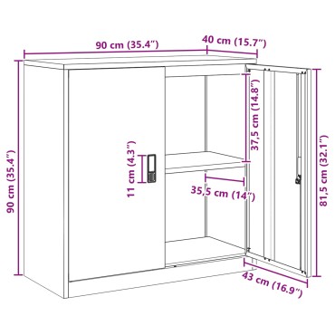 vidaXL Ντουλάπι αποθήκευσης Λευκός 90x40x90cm Ατσάλι 1 τεμ.
