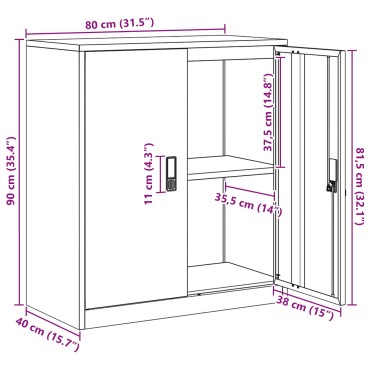 vidaXL Ντουλάπι αποθήκευσης Μαύρο 80x40x90cm Ατσάλι 1 τεμ.