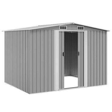 vidaXL Αποθήκη Κήπου Γκρι 257 x 205 x 178 εκ. Μεταλλική