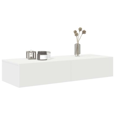 vidaXL Ράφι τοίχου με συρτάρια Λευκό 100x36x19cm Κατασκευασμένο ξύλο 1 τεμ.