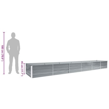 vidaXL Ζαρντινιέρα Υπερυψωμένη Γκρι 480x80x45 εκ. Γαλβαν. Χάλυβας